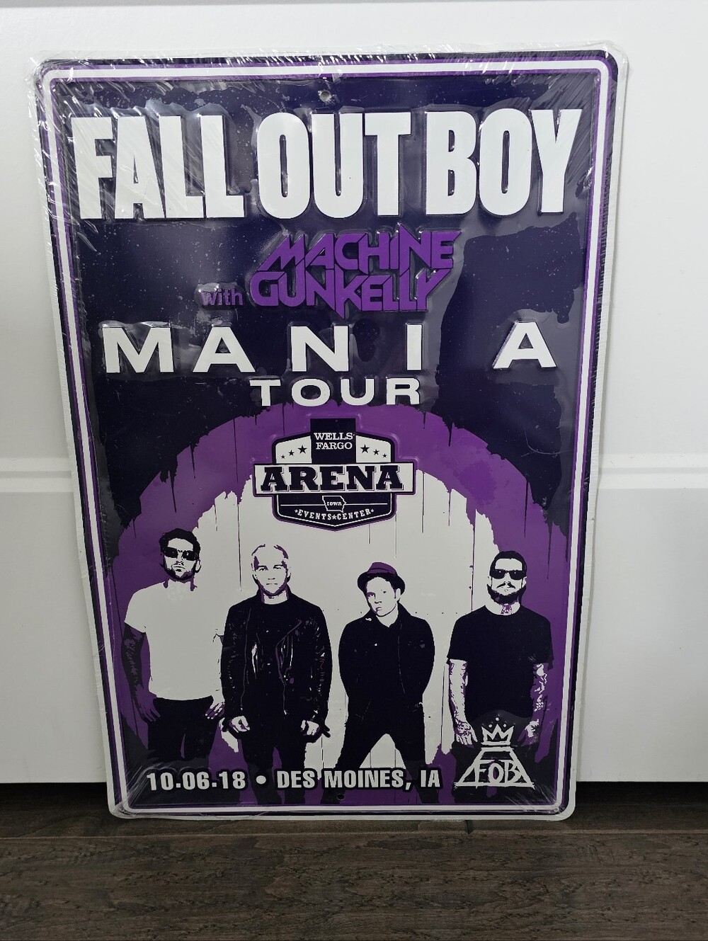 NEW & RARE Fall Out Boy 'Mania Tour' Metal Wall Sign Featuring Machine Gun Kelly